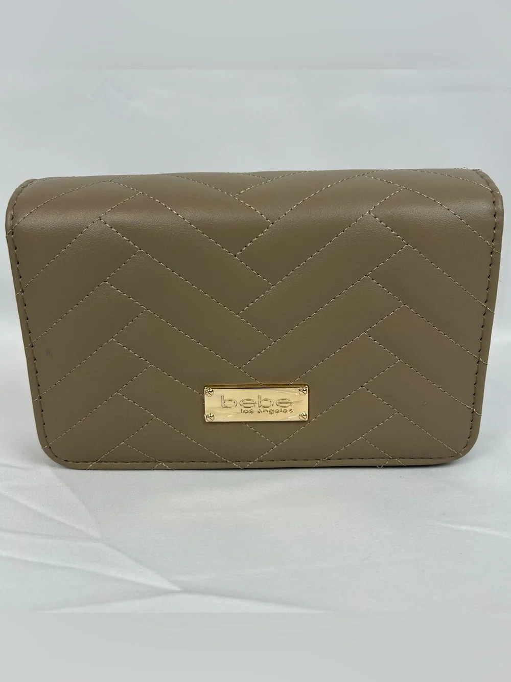 *NEW* Bebe Sophia Clutch Wristlet Purse w/ Crossbody Strap & Wallet Taupe